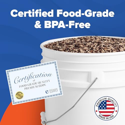 ePackageSupply White 5-Gallon Bucket with Lid | Made in USA | Food Grade | Heavy-Duty Extra Durable Plastic Bucket | Multi-Use Food Grade Buckets with Lids | Easy Stack and Store | BPA Free | 6 Pack - Image 4