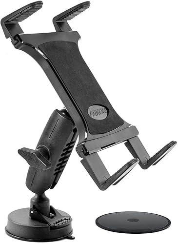ARKON Mounts - Soporte de tableta de succión adhesiva resistente | Diseño con resorte | Rotación de 360 grados | Soporte de tableta para
