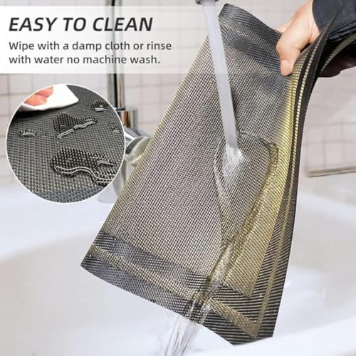 Image of Potency Table Mats Set of 4, Woven Placemate for Dining Table, Heat-Resistant Placemats Stain Resistant Anti-Skid PVC Table Mats, Vinyl Placemats for Dining Kitchen Restaurant Table (F-BlackGold)