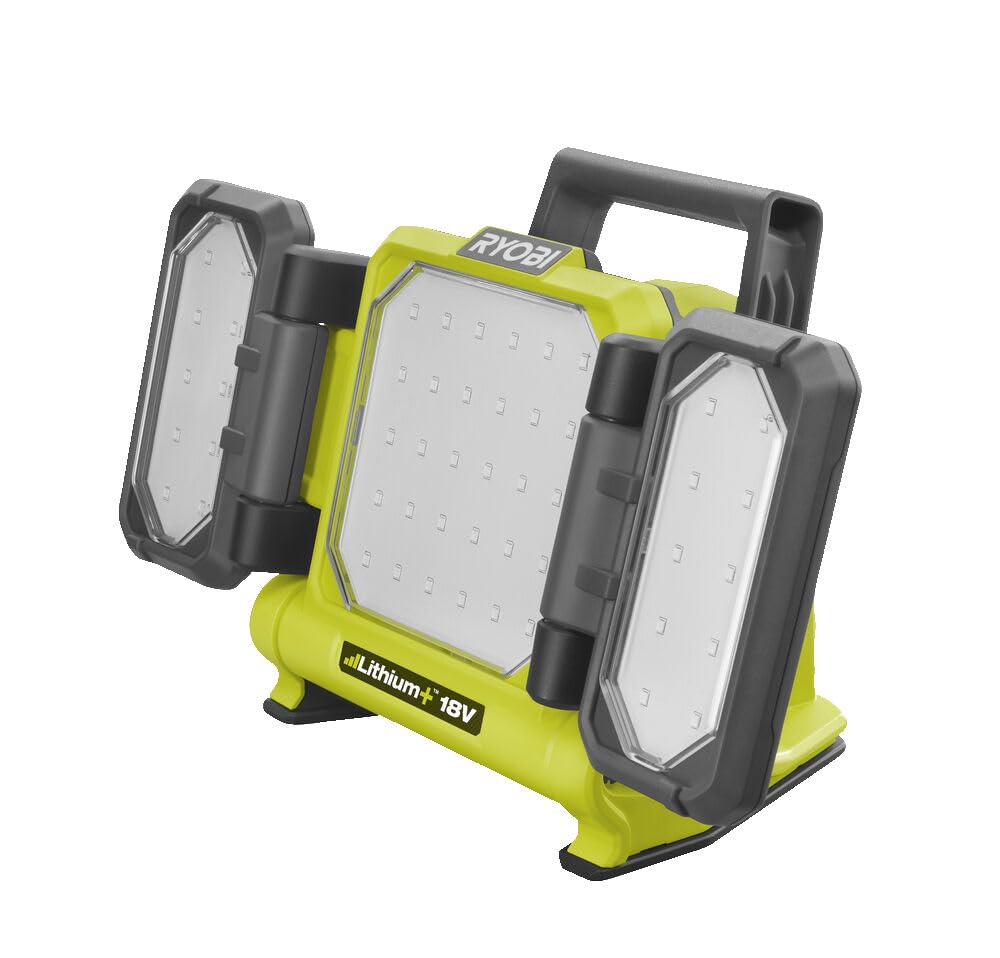 RYOBI - Lampe Triple panneau lumineux LED Sans Fil 18V ONE+ RLP18-0 – Tête Orientable, montage trépier possible, Compacte – Idéale Chantier, Garage, travaux peinture – Batterie Non Incluse