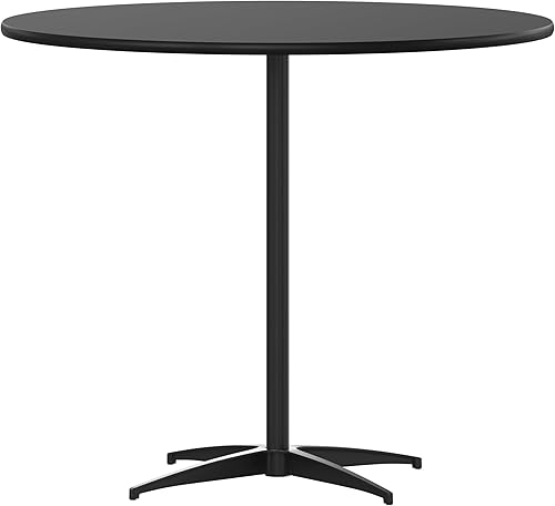 Miniatura 16 de Mesa de cóctel Flash Furniture redonda de madera con columnas de 30 y 42 pulgadas, Negro