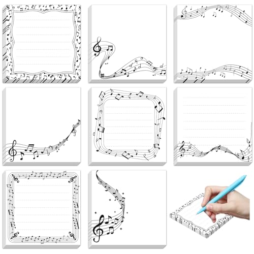 Bloc-notes de musique adhésifs : lot de 8 blocs et 600 feuilles pour écriture musicale