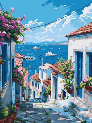 Cuadros para pintar por numeros paisaje de mar lienzo 60x80cm