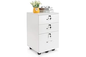 Karl Home 3 Drawer Wooden File Cabinet with Lock for Home and Office