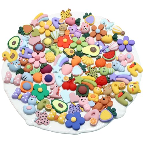 Image of Ulalaza 50pcs Slime Charms Mixed Set Resin Flatback Making Supplies For DIY Craft Making And Ornament Scrapbooking Beads Assorted Candy Fruit Cake Ornament