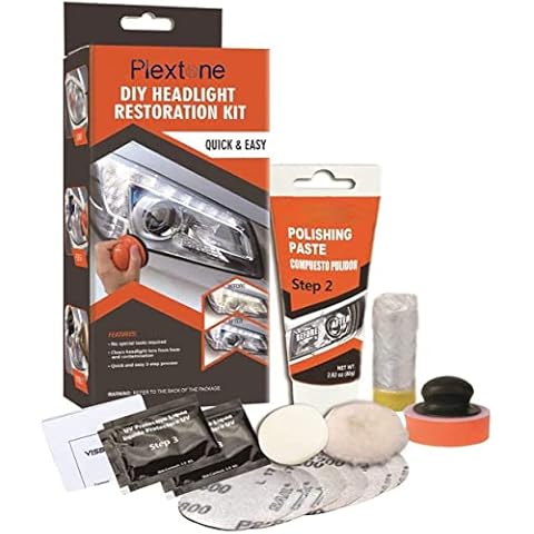 Plextone Professional Headlight Restoration Kit DIY Headlamp Brightener Car Care Repair kit Head Lense Clean(manual) (S205-M)1 Cover