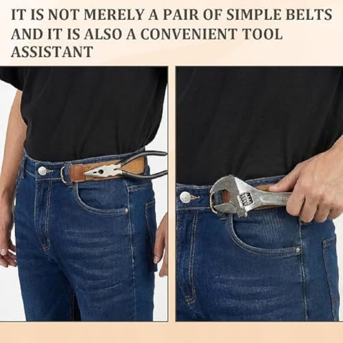 Image of Buckle Less Belt for Men, 2 Pcs Adjustable Elastic Belt Without Buckle with Metal Hook, Comfortable Stretch Waist Belt for Jeans, Trousers & Casual Wear, Suitable for Seniors, Office