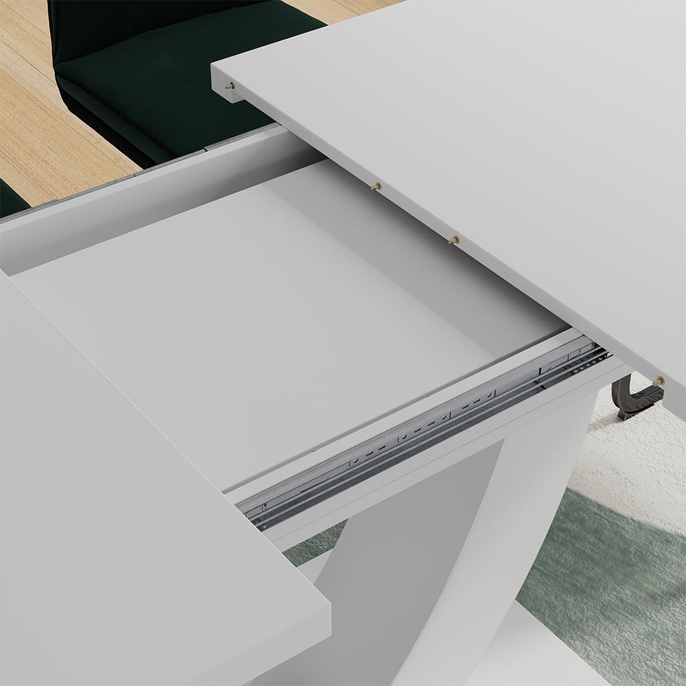 Vicco Mesa de Comedor Fenaro, Blanco, 120-160 x 80 cm | Extensible, con función extensible para ajuste flexible del tamaño de la mesa