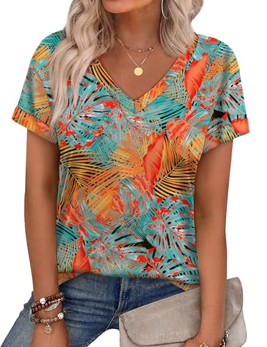 WEESO Womens T Shirts Short Sleeve Summer Tops Cute V Neck Casual...