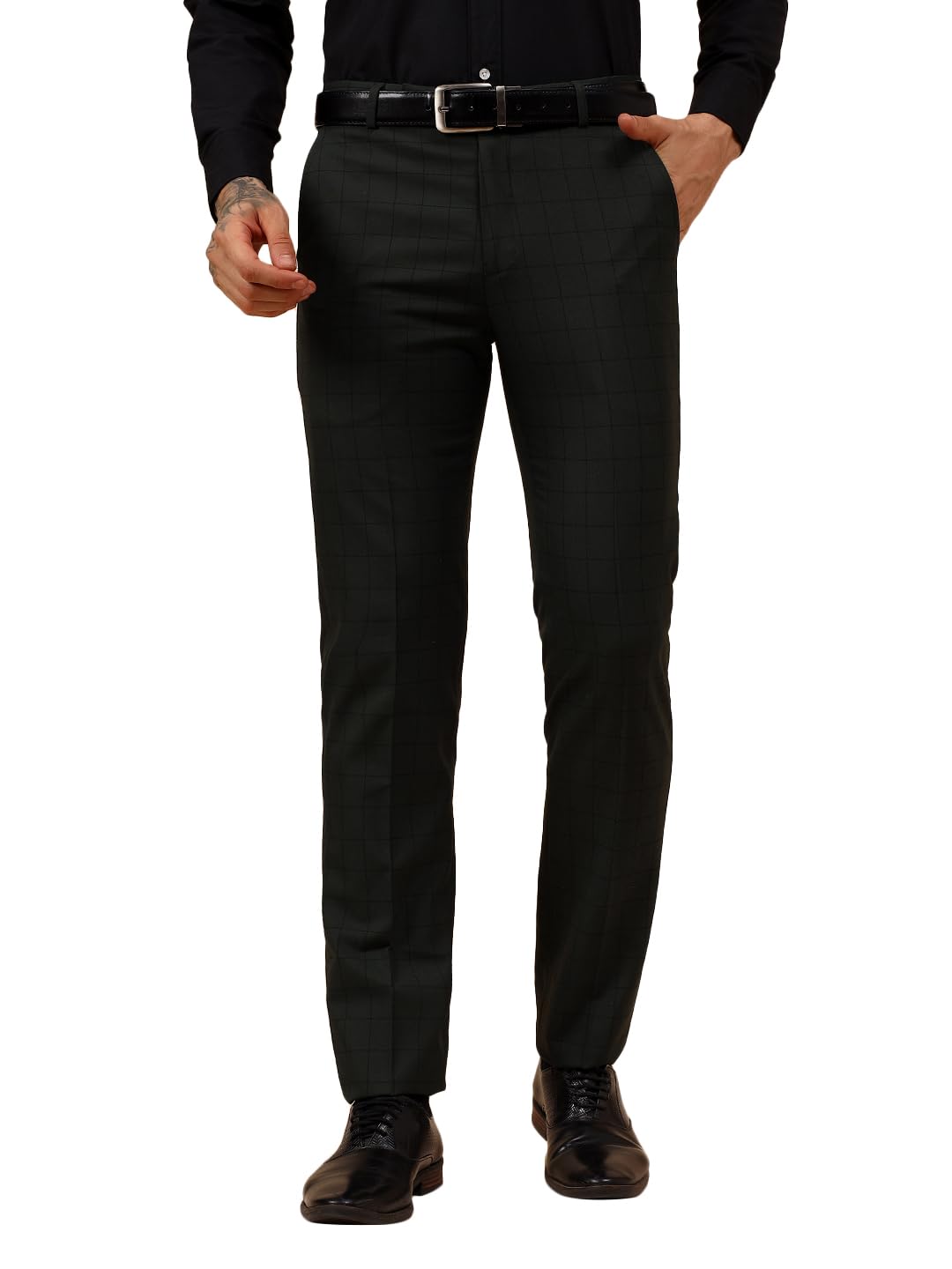 cantabil Men's Checkered Non Plated Regular Fit Formal Trouser (P_MSTF00033)-picture-20