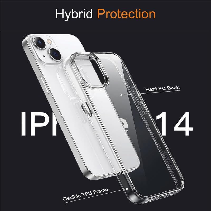 Image of for iPhone TPU Case, [Anti-Yellowing Technology] [Military Grade Drop Protection] Shockproof Slim Hybrid Phone Case (Clear, iPhone 14)