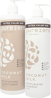 Purezero Value Pack Coconut Milk Shampoo & Conditioner Set, Bulk Pack, Intense Hydration & Increase Shine, Fight Dandruff & Frizz, Zero Sulfates, Parabens, Dyes,100% Vegan & Cruelty Free, Great For Color Treated Hair (20oz, Twin Pack)