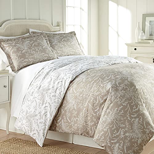 Winter Brush Collection - Premium Quality, Soft, Wrinkle, Fade, & Stain Resistant, Easy Care, Oversized Duvet Cover Set, King   California King, Warm Sand
