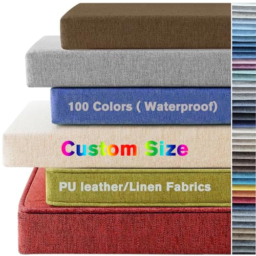 Generic Bench Cushion for Patio or Window Seat, Custom Sizes, 90+ Color Options, Memory Foam Filling, Double Stitched Edging, Waterproof