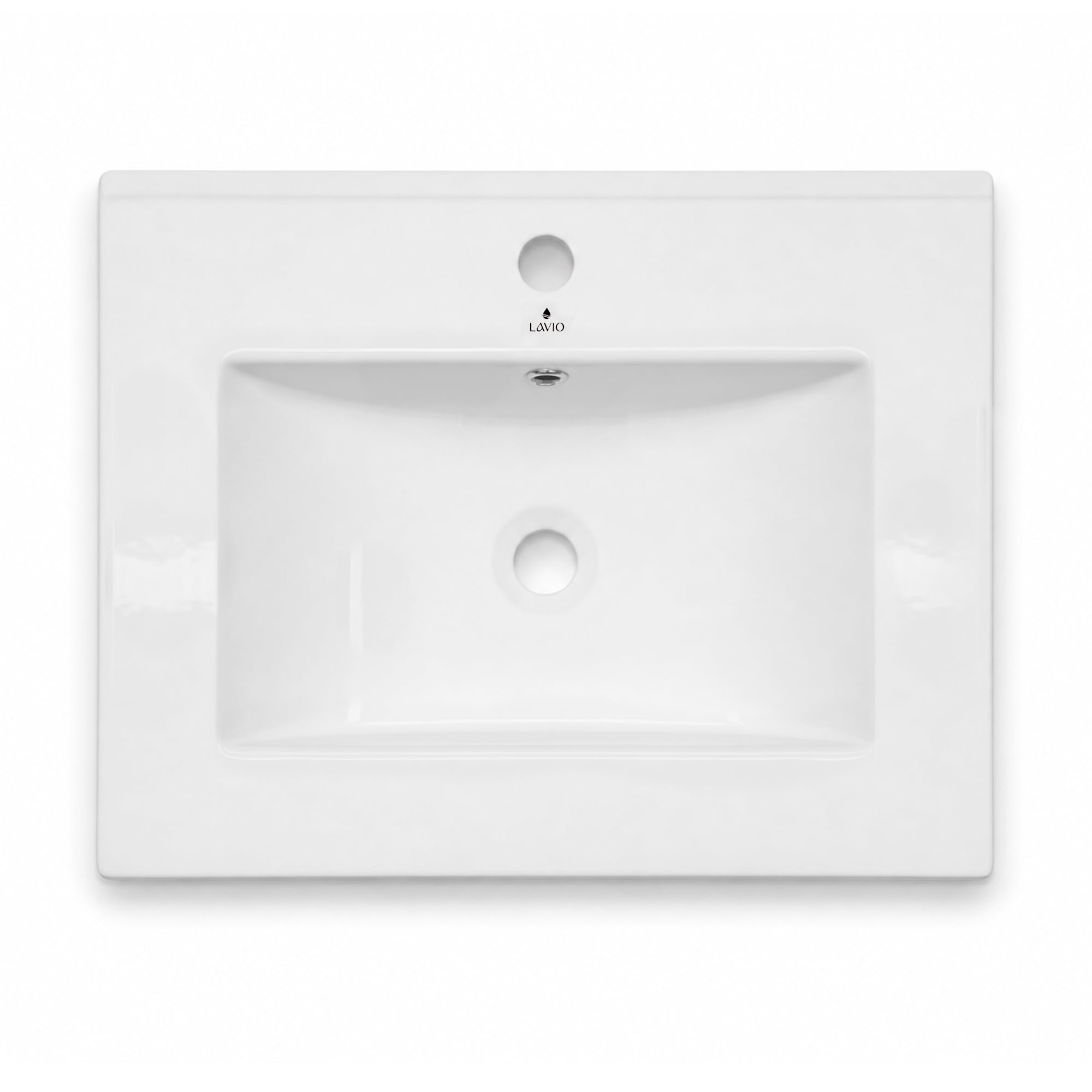 AKORD Lavabo de Cerámica Encastrable NORDIS para Mueble de Baño Rectangular, 61 x 46,5 cm, Blanco brillante