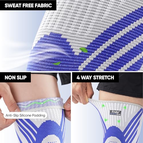 Image of Frido Active Knee Cap Support for Men & Women | Pain Relief Knee Brace | Anti-Sweat & Comfortable | Compression Knee Supporter for Joint Support, Sports, Gym & Injury Recovery (1 Pair) Grey, Medium