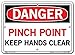 Vestil SI-D-64-A-PS-040 PINCH POINT KEEP HANDS CLEAR Danger Sign, Polystyrene, 0.040" Overall Size, 10.5" W x 7.5" H