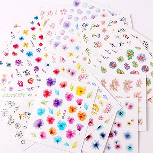 Warm Girl 20pcs Color 3D Flower Design Nail Sticker Decal DIY Nail Art Decoration Kit