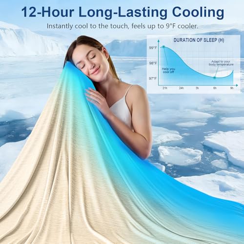 Image of KMUSET Cooling Blanket Queen Size (90 inchx90 inch), Double Sided Summer Cooling Blankets for Hot Sleepers & Night Sweats, Lightweight Blanket for Sofa Bed Couch, House Warming Gifts New Home Oatmeal Beige