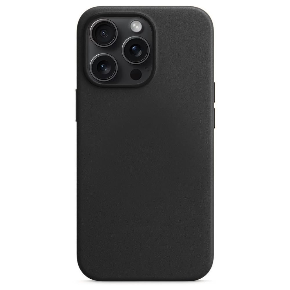 MARGOUN Leather Case Designed for iPhone 15 Pro Max Case Compatible with MagSafe Shockproof Protective Slim Cover (Black, Iphone 15 pro max)