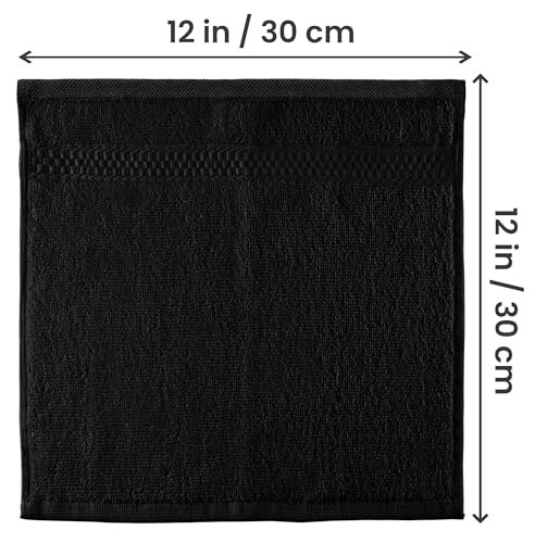 Image of Utopia Towels 12 Pack Premium Wash Cloths Set, 12 by 12 Inches, 100% Cotton Ring Spun, Highly Absorbent and Soft Feel Essential Washcloths for Bathroom, Spa, Gym, and Face, Black