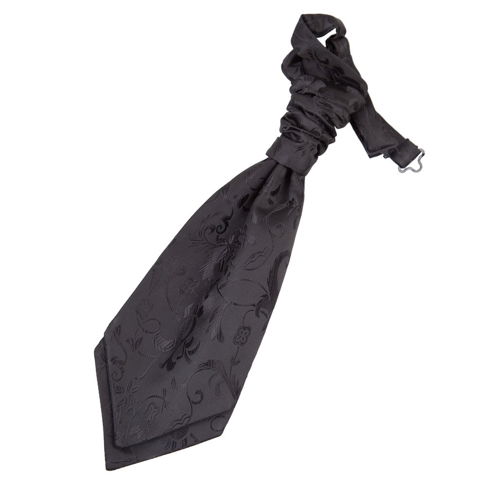 Dqt Boys Black Passion Floral Jacquard Pre-Tied Scrunchie Cravat - Wedding Page Formal
