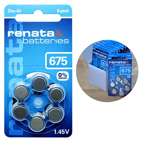 12 Pilhas 675 Renata Baterias Auditiva PR44 2 Cartelas C/ 6 Unidades