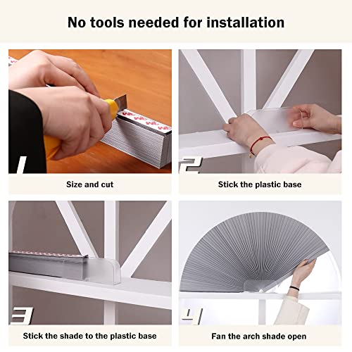 Luckup Arch Window Shades Half Circle Blackout Cellular Pleated Blinds Dual Color Semi Circular Honeycomb Windows Curtains For Half Moon Round Windows, Easy Cut And Install 36'' W X 72'' H, Grey-White #TOP7