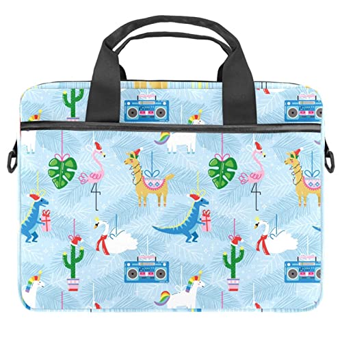 Sac d'ordinateur 13-14.5 pouces Licorne de Noël, housse bandoulière protectrice