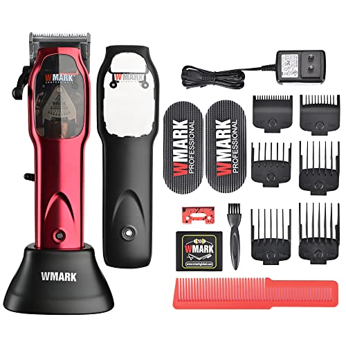 Wmark 2023 Ng-9002 High Speed Professional Hair Clipper Microchipped Magnetic Motor 9000Rpm 9V Motor With Charge Stand (Ng-9002 Red) #TOP3