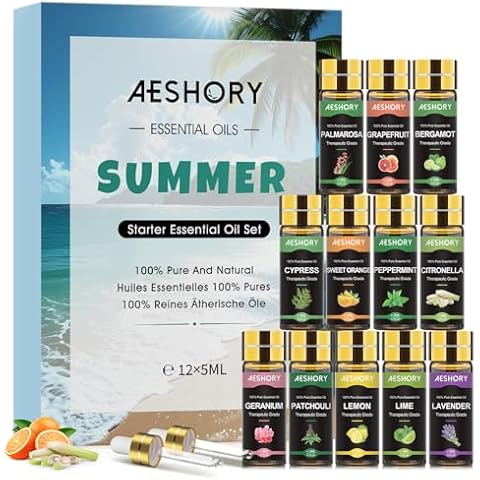 Summer Essential Oils Set - Fragrance Oil for Diffuser, Humidifier, Aromatherapy, Candle Making - Cover