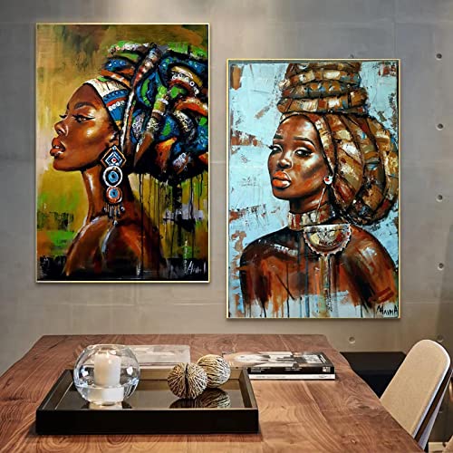 Affiche Fille Africaine Graffiti KEBIA Toile Décoration Murale 40x60cm