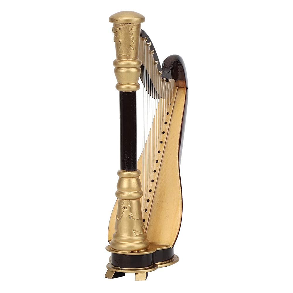 Mini Modèle De Harpe, 16 Cm, Modèle De Harpe En Bois Fait à la Main, Ornement, Instrument De Musique, Décoration Miniature, Figurine De Harpe Rétro Pour la Décoration de la Maison Et du Bureau