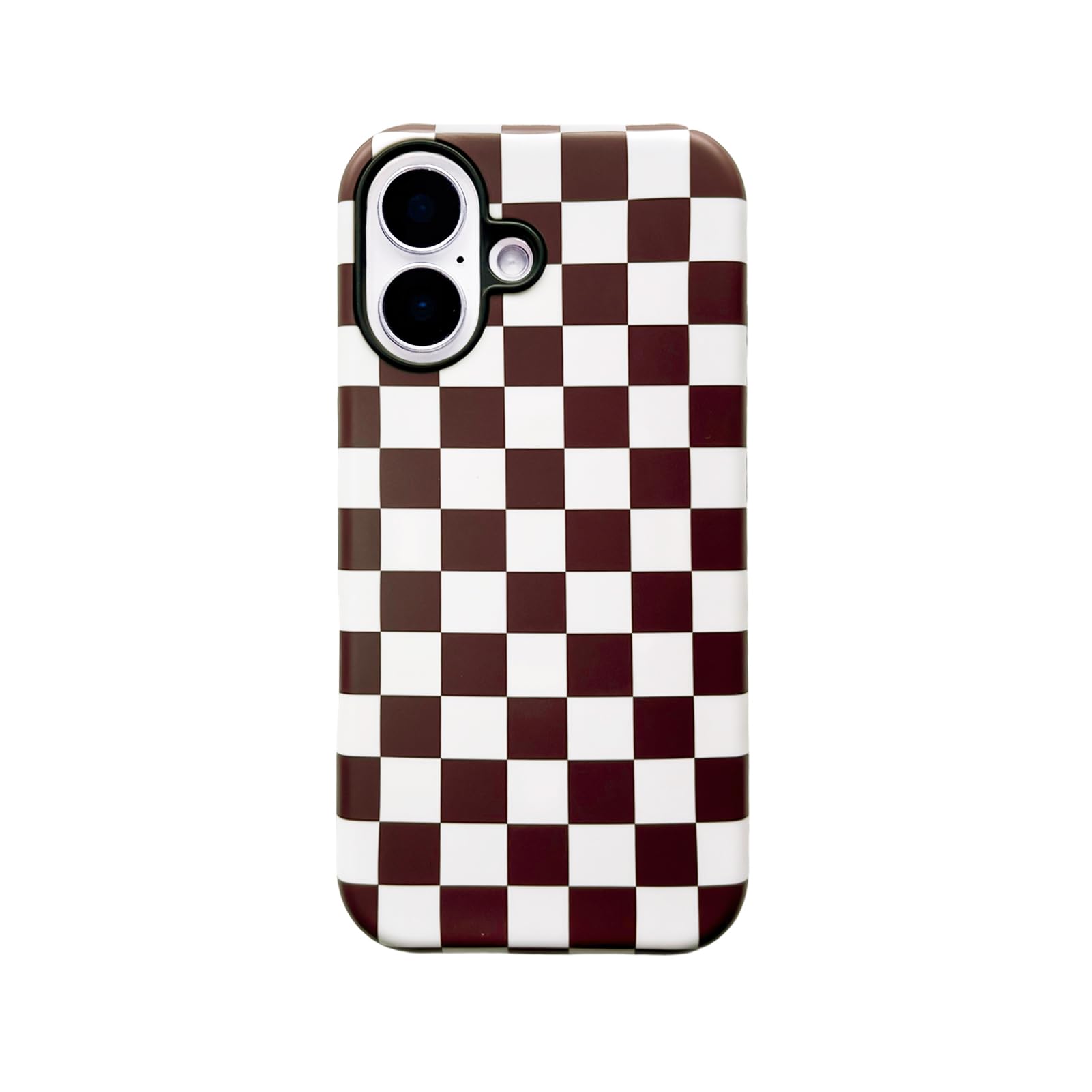 Coque iPhone 16 vichy marron style esthétique pour fille - 8
