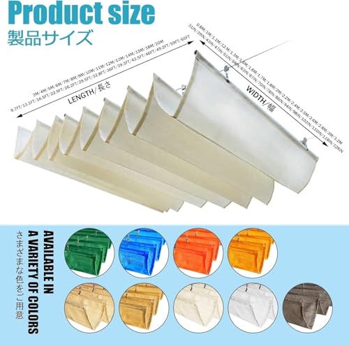Auvent rétractable pergola en U - Toile de vague rétractable 1.1x12m pour ombrage extérieur - 3