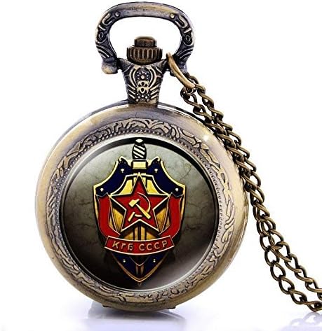Cccp Russian Bronze Antique Full Hunter Vintage Pocket Watch Necklace Quartz Pendant Chain Gift