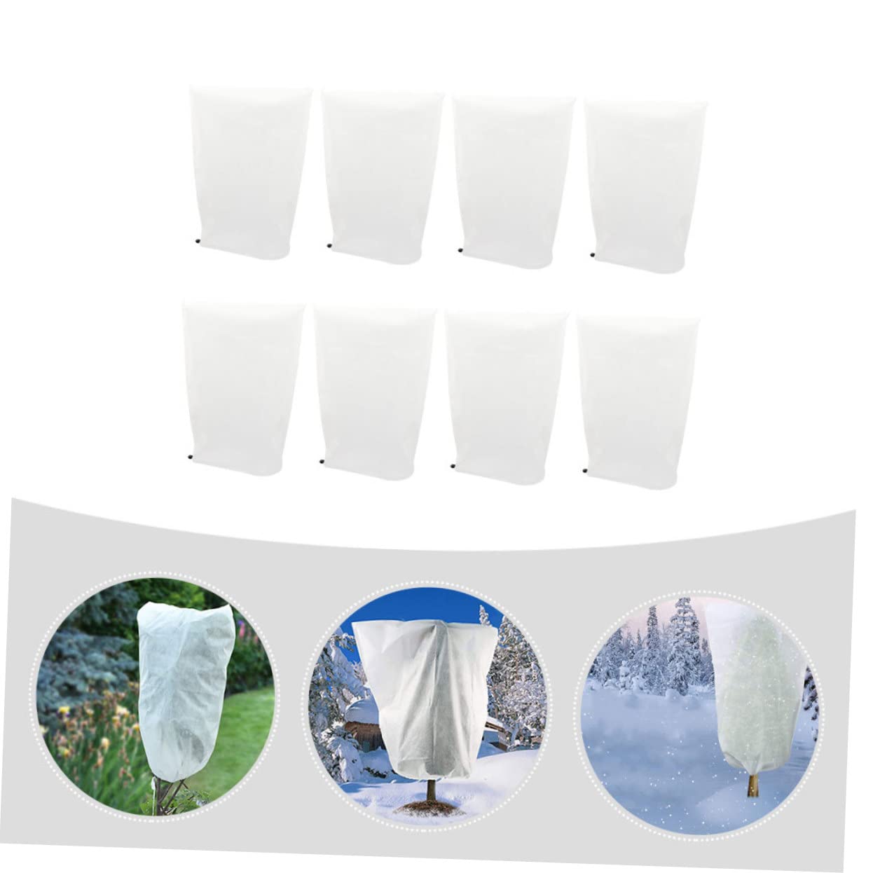 Hemobllo 8pezzi Telo Protezione Piante Inverno Non Tessuto Coulisse Design per Ortaggi Protezione Antigelo per Alberi e Piante