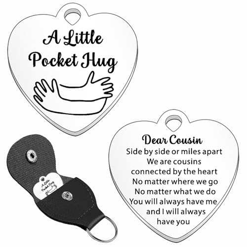 JETTOP Cousin Gifts for Women-Gifts for Cousin Birthday Christmas Pocket Hug Cousin Keyring