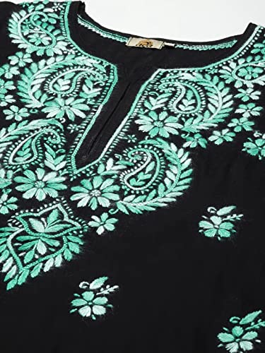 Image of Ada Hand Embroidered Lucknowi Chikankari Cotton Kurta Kurti for Women A411191