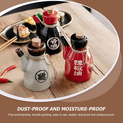 Packove 200Ml Japanese Ceramic Soy Sauce Dispenser Vinegar Bottle Red Porcelain Condiment Pot Olive Oil Decanter Seasoning Jar With Cork Stopper For Kitchen #TOP5