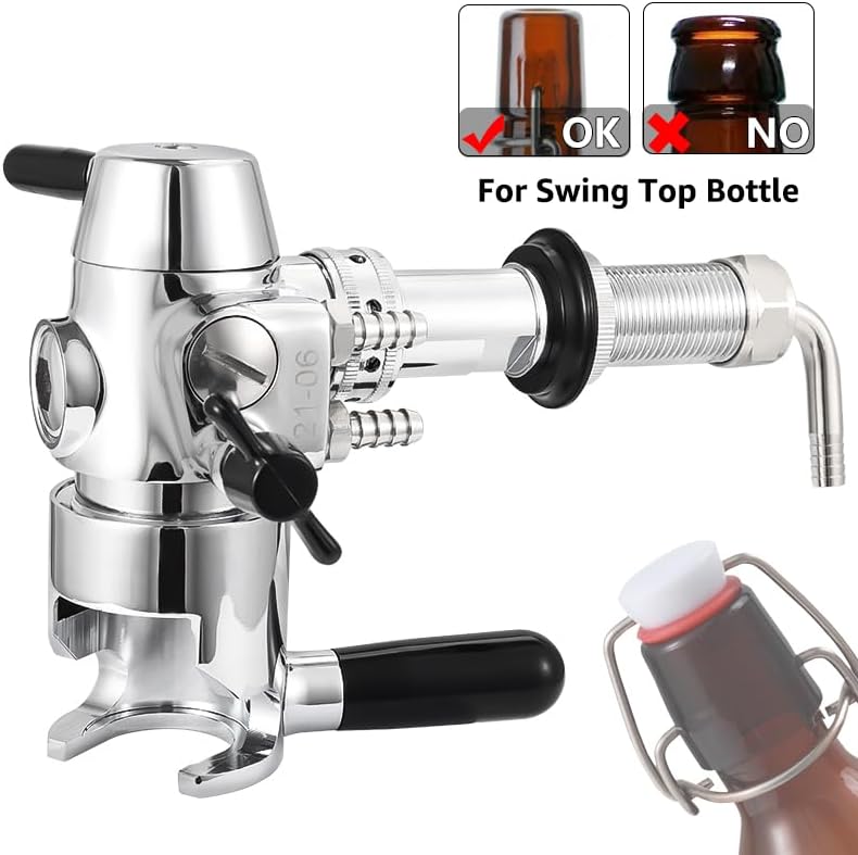 Stainless Steel No-Foam Beer Bottle Filler, Professional Homebrewing Tap Defoamer for PET & Glass Bottles(2mm)