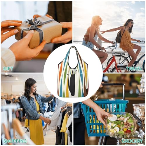 Grand sac réutilisable chat art moderne pour courses et marché - 5