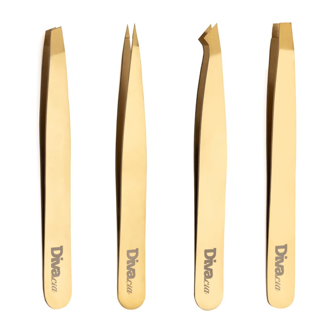 Kit 4 Pinças Design Sobrancelhas Profissional Alta Precisão - Autoclavável