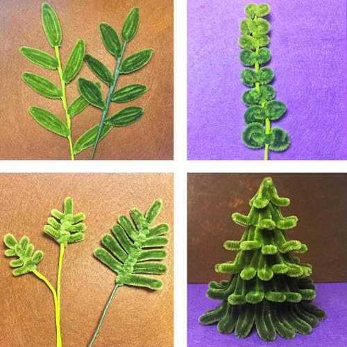FANGZIDM 200 Stück Pfeifenreiniger Grün 300x6mm, Pfeifenputzer zum Basteln Kreative DIY Weihnachtsbaum Blumen Tier Dekorationen