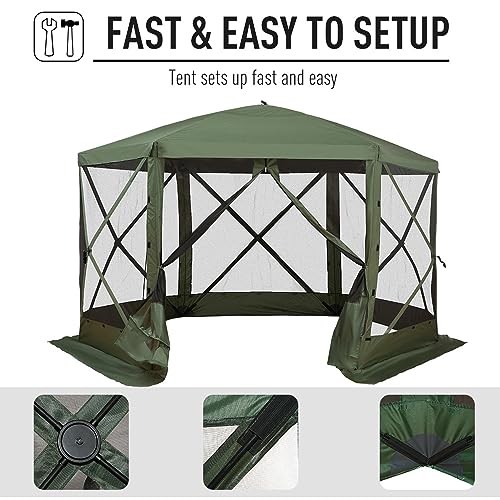 Outsunny-Hexagon-Screen-House-Pop-Up-Tent-Portable-Gazebo-Canopy-Shelter-with-Mesh-Netting-Walls-Carry-Bag-and-Shaded-Interior-12-x-12-Green Outsunny Hexagon Screen House Pop Up Tent Portable Gazebo Canopy Shelter with Mesh Netting Walls Carry Bag and Shaded Interior 12 x 12 Green