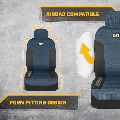 Image of CAT MeshFlex Universal Front Seat Covers for Trucks, Cars, & SUV - Blue | Airbag Compatible Interior Protection for Trucks, Suv, and Cars - (2) Front Seat Protectors Automotive and Truck Accessories