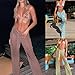 GMBYLBY Womens 3Pieces Beach Swimsuit Side Tie Halters Bkinis Swimsuit with Up