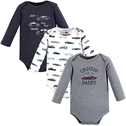 Image of Hudson Baby baby-boys Cotton Long-sleeve Bodysuits 3-pack