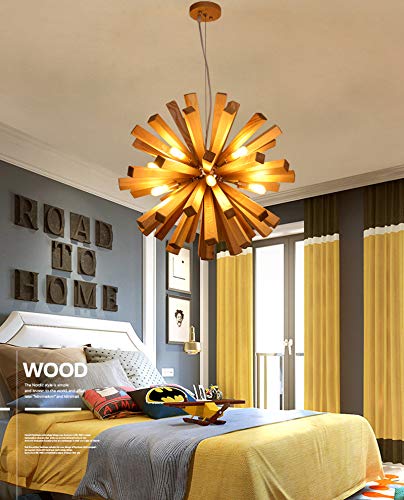 Lustre pissenlit en bois G4 suspension design scandinave salon et bureau 35cm - 5