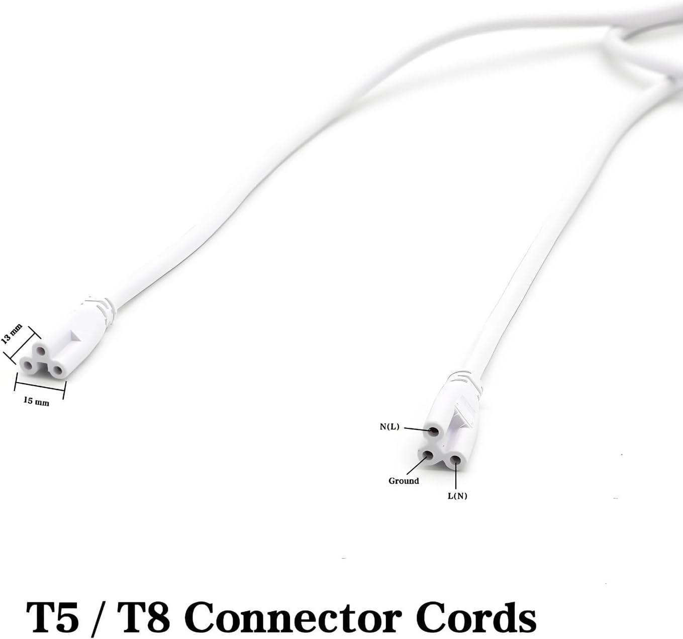 T5 T8 Extension Cords, 4ft Connector Cord, 3-Prong Extended Power Cable for Integrated LED Tube Light, Single LED Shop Garage Light Fixture (Pack of 4)